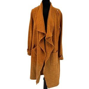 Steve Madden Textured Coat Womens L Open Front waterfall‎ Boho Cottagecore boxy